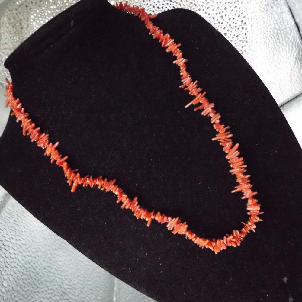 Red Coral Chip Necklace for Women - Natural Chip Strand